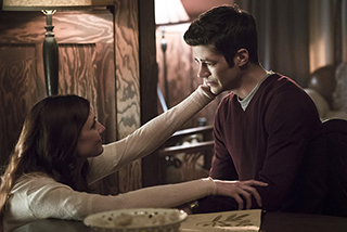 The Flash -- " The Runaway Dinosaur" -- Image: FLA221a_0172b.jpg -- Pictured (L-R): Michelle Harrison as Nora Allen and Grant Gustin as Barry Allen -- Photo: Katie Yu/The CW -- ÃÂ© 2016 The CW Network, LLC. All rights reserved.